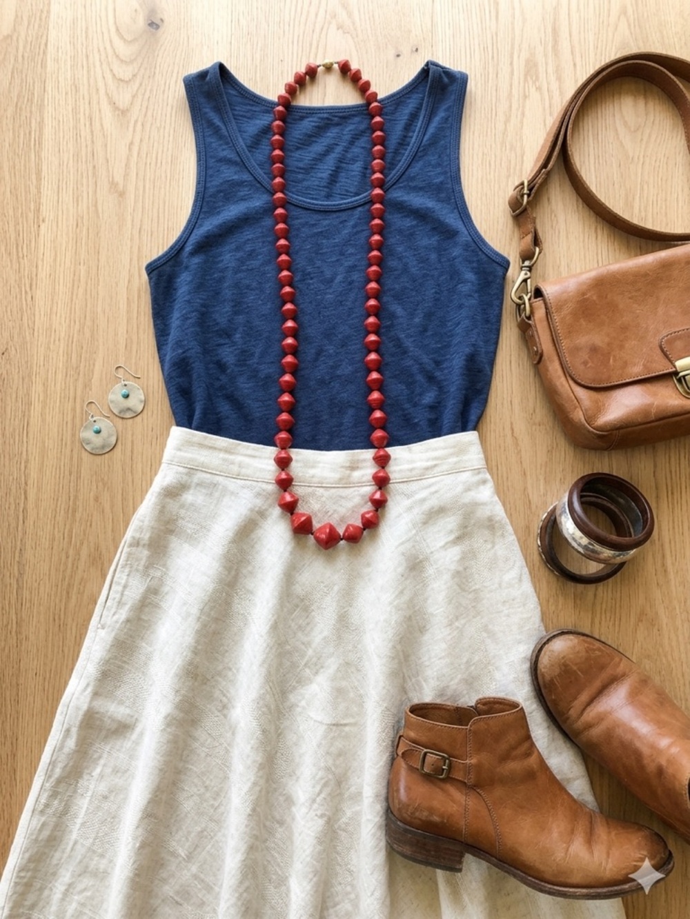 Handmade Red Paper Bead Necklace 36” Long Sustainable Eco-Friendly Boho Jewelry